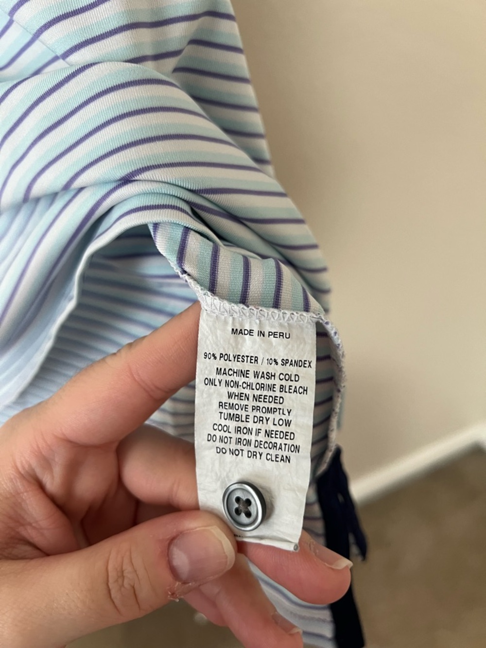 Greyson Men’s Light Blue Striped Performance Golf Polo Size Large - Picture 7 of 10